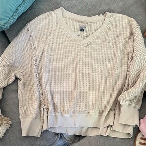 Aerie Waffle-Knit V-Neck Sweater